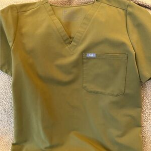 Figs Sage Green V-Neck Scrub Top